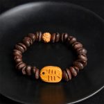 Buddha Stones Handmade Fishbone Real Coffee Beans Wenge Wood Bracelet - image 4