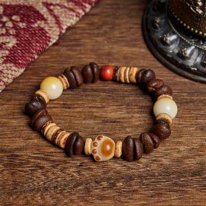 Buddha Stones Handmade Cat's Paw Coffee Beans Bodhi Seed Bracelet - Coffee Bean(Wrist Circumference: 16cm) - image 1