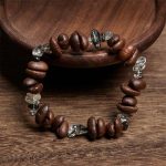 Buddha Stones Natural Coffee Beans Black Obsidian Rutilated Quartz Strength Bracelet - image 8
