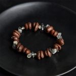 Buddha Stones Natural Coffee Beans Black Obsidian Rutilated Quartz Strength Bracelet - image 10