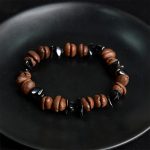 Buddha Stones Natural Coffee Beans Black Obsidian Rutilated Quartz Strength Bracelet - image 4