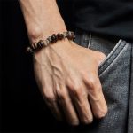 Buddha Stones Natural Coffee Beans Black Obsidian Rutilated Quartz Strength Bracelet - image 11