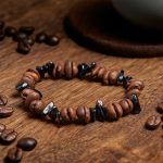 Buddha Stones Natural Coffee Beans Black Obsidian Rutilated Quartz Strength Bracelet - image 3