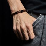 Buddha Stones Natural Coffee Beans Black Obsidian Rutilated Quartz Strength Bracelet - image 5