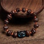 Buddha Stones Natural Cute Cat Coffee Beans Bracelet - image 2