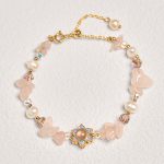 Buddha Stones Natural Gravel Rose Quartz Flower Pearl Healing Bracelet - image 2