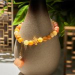 Buddha Stones Golden Silk Jade Chinese Knotting Pumpkin Wealth Bracelet - Golden Silk Jade(Wrist Circumference: 14-17cm) - image 1