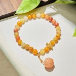 Buddha Stones Golden Silk Jade Chinese Knotting Pumpkin Wealth Bracelet - image 2