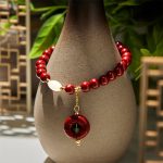 Buddha Stones Natural Cinnabar Peace Buckle Charm Blessing Bracelet - image 4