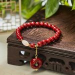 Buddha Stones Natural Cinnabar Peace Buckle Charm Blessing Bracelet - image 3