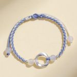 Buddha Stones 925 Sterling Silver Mobius White Agate Bead Braided String Protection Bracelet - image 3