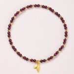 Buddha Stones Natural 4mm Garnet Copper Gold Plated Calm Anklet - 4mm Garnet Leaf - image 4
