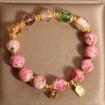 Buddha Stones Fu Character Pink Liuli Luck Bracelet - image 6