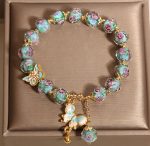 Buddha Stones Butterfly Charm Rose Flower Liuli Bracelet - image 5