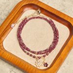 Buddha Stones Natural 2.5mm Garnet Beads Flower Purification Multilayer Bracelet - image 2