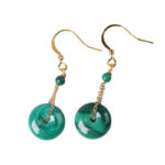 Buddha Stones Natural Malachite Peace Buckle Calmness  Earrings - image 5
