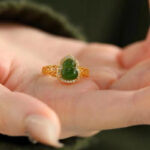 Buddha Stones Vintage Gourd Green Chalcedony Copper Plated Gold Adjustable Wealth Ring - image 13