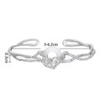 Buddha Stones 925 Sterling Silver Peace Buckle White Agate Protection Bracelet Bangle - image 4