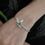 Buddha Stones 925 Sterling Silver Iris Peace Buckle Quartzite Jade Protection Bracelet Bangle - image 5