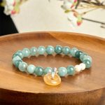 Buddha Stones Blue Jade Peace Buckle Pearl Beads Prosperity Bracelet - image 4