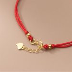 Buddha Stones 925 Sterling Silver Plated Gold Four Leaf Clover Red String Connection Bracelet - image 5