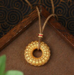 Buddha Stones Copper Coin Pattern Peace Buckle Copper Auspicious Necklace Pendant - image 3