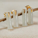 Buddha Stones Bamboo Hetian Jade 925 Sterling Silver Leaf Wealth Earrings - image 3