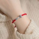 Buddha Stones Retro 925 Sterling Silver Ruyi As One Wishes Red String Braided Luck Bracelet - image 14