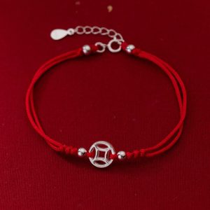 Buddha Stones 925 Sterling Silver Hollow Copper Coin Luck String Bracelet - 925 Sterling Silver(Wrist Circumference: 15-18cm) - image 1