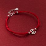 Buddha Stones 925 Sterling Silver Hollow Copper Coin Luck String Bracelet - image 2