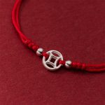 Buddha Stones 925 Sterling Silver Hollow Copper Coin Luck String Bracelet - image 4