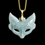 Buddha Stones Fox Mask Jade Titanium Steel Necklace Luck Pendant - Jade(Large) - image 1