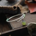 Buddha Stones Copper Alloy Green Bead Charm Luck Cuff Bracelet Bangle - image 8