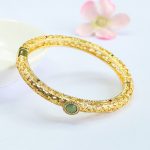 Buddha Stones Cloud Pattern Jade Copper Luck Bracelet Bangle 2.36 IN (60 MM) - image 10
