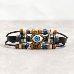 Buddha Stones Tibetan Evil Eye Leather Adjustable Protection Bracelet - BUCKLE - Black - image 30