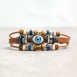 Buddha Stones Tibetan Evil Eye Leather Adjustable Protection Bracelet - BUCKLE - Khaki - image 43