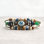 Buddha Stones Tibetan Evil Eye Leather Adjustable Protection Bracelet - BUCKLE - Green - image 47