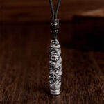 Buddha Stones Copper Fu Character Dragon Pattern Balance Pendant Necklace - Dragon - image 1