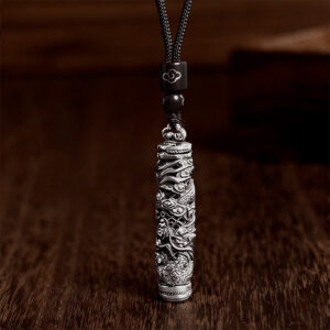 Buddha Stones Copper Fu Character Dragon Pattern Balance Pendant Necklace - Dragon - image 1