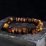 Buddha Stones Tiger Eye Irregular Blocks Courage Bracelet - 17-17.5cm - image 1