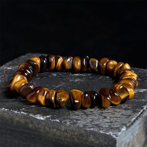 Buddha Stones Tiger Eye Irregular Blocks Courage Bracelet - 17-17.5cm - image 1