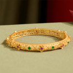 Buddha Stones Hollow Design Copper Plated Gold Flower Luck Bracelet Bangle - image 4