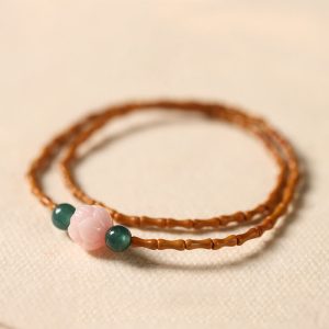 Buddha Stones Ultra-fine Olive Pit Lotus Inner Strength Double Circle Bracelet - Olive Pit(Wrist Circumference:14-15cm) - image 1