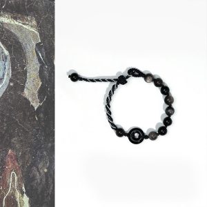Buddha Stones Natural Black Obsidian Peace Buckle Purification Black Rope Bracelet - Black Obsidian Peace Buckle (Wrist Circumference:15-22cm) - image 1