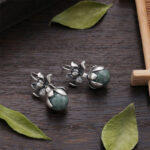 Buddha Stones Lotus Round Bead Copper Enlightenment Earrings - image 2