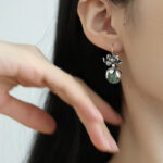 Buddha Stones Lotus Round Bead Copper Enlightenment Earrings - image 9