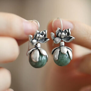 Buddha Stones Lotus Round Bead Copper Enlightenment Earrings - Lotus(Copper Posts) - image 1