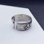 Buddha Stones Om Mani Padme Hum Copper Adjustable Wealth Ring - image 9