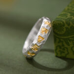 Buddha Stones Hammer Pattern Om Mani Padme Hum Copper Plated Silver Wealth Ring - image 11