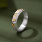 Buddha Stones Hammer Pattern Om Mani Padme Hum Copper Plated Silver Wealth Ring - image 2